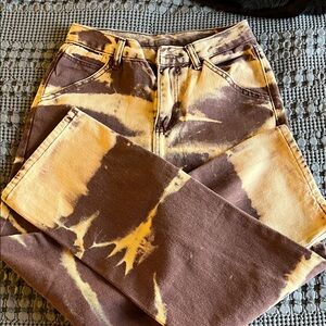 Brown and Tan Tie-Dye Baggy Jeans Size 27